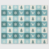 Cute Birds & Snowflakes Christmas Winter Pattern ラッピングペーパー (フラット)