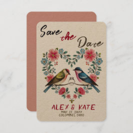 Cute Birds Wedding Save the Date Announcement セーブザデート