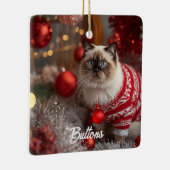 Cute Birman Cat Christmas Personalized Ornament セラミックオーナメント (右)