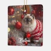 Cute Birman Cat Christmas Personalized Ornament セラミックオーナメント (左)