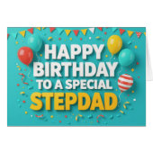 Cute Birthday Balloons Card for Stepdad (正面横)