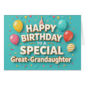 Cute Birthday Balloons Card Great Granddaughter (正面横)