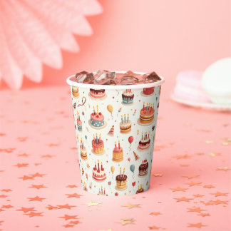 Cute Birthday Cakes Paper Party Cups 紙コップ