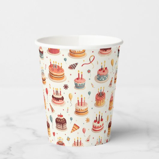Cute Birthday Cakes Paper Party Cups 紙コップ (左)