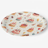 Cute Birthday Cakes Plates ペーパープレート (アングル)