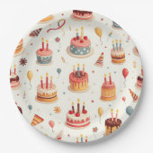 Cute Birthday Cakes Plates ペーパープレート (正面)