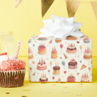Cute Birthday Cakes Wrapping Paper ラッピングペーパー