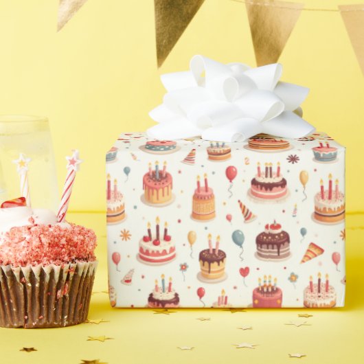 Cute Birthday Cakes Wrapping Paper ラッピングペーパー (誕生日パーティー)