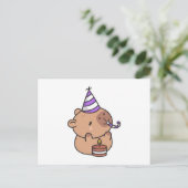 Cute Birthday Capybara with Party Hat and Cake Kaw ポストカード (スタンド正面)