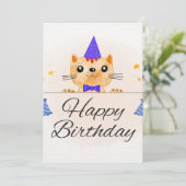 Cute Birthday Cat Greeting Card カード (スタンド正面)