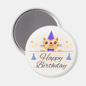Cute Birthday Cat Photo Magnet マグネット (正面/裏面)