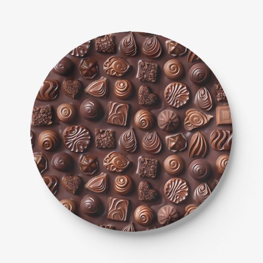 Cute Birthday Chocolate Unique Trendy Food ペーパープレート (正面)