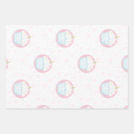 Cute Birthday Cupcake with Candle ラッピングペーパーシート