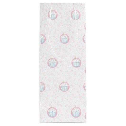 Cute Birthday Cupcake with Candle ワインギフトバッグ (裏面)