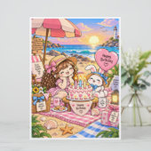 Cute Birthday Greeting Card – Blank Inside – Kawai カード (スタンド正面)