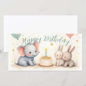 Cute Birthday Greeting with Animal Friends (正面/裏面)