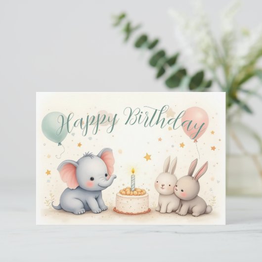 Cute Birthday Greeting with Animal Friends (スタンド正面)