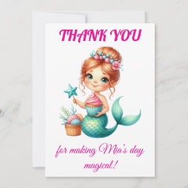 Cute Birthday Mermaid Thank You Card 🧜‍♀️💖 サンキューカード