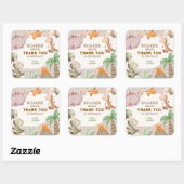 Cute Birthday Party Dinosaur Thank You スクエアシール (シート)