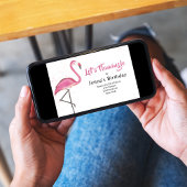 Cute Birthday Party Pink Flamingo Custom 招待状