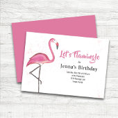 Cute Birthday Party Pink Flamingo Custom 招待状