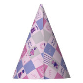 Cute Birthday Squares – Pink modern Pattern パーティーハット (裏面)