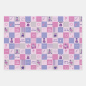 Cute Birthday Squares – Pink modern Pattern ラッピングペーパーシート (正面3)