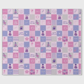 Cute Birthday Squares – Pink modern Pattern ラッピングペーパー (フラット)