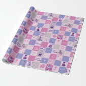Cute Birthday Squares – Pink modern Pattern ラッピングペーパー (アンロールド)