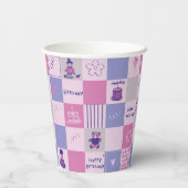 Cute Birthday Squares – Pink modern Pattern 紙コップ (裏面)