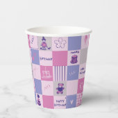Cute Birthday Squares – Pink modern Pattern 紙コップ (正面)