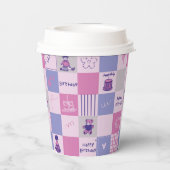 Cute Birthday Squares – Pink modern Pattern 紙コップ (裏面)