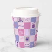 Cute Birthday Squares – Pink modern Pattern 紙コップ (正面)
