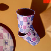 Cute Birthday Squares – Pink modern Pattern 紙コップ
