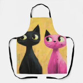 Cute Black and Pink Cat Tote エプロン (正面)