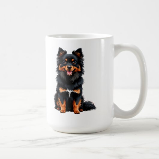 Cute Black and Tan Pomeranian Puppy コーヒーマグカップ (右)