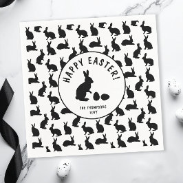 Cute Black And White Bunnies Modern Easter スタンダードカクテルナプキン