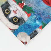 Cute Black and White Christmas Cat Faces Pattern フリースブランケット (角)