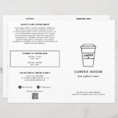 Cute Black and White Coffee Cup Coffee Shop Menu (正面/裏面)