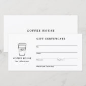 Cute Black and White Coffee Shop Gift Certificate (正面/裏面)