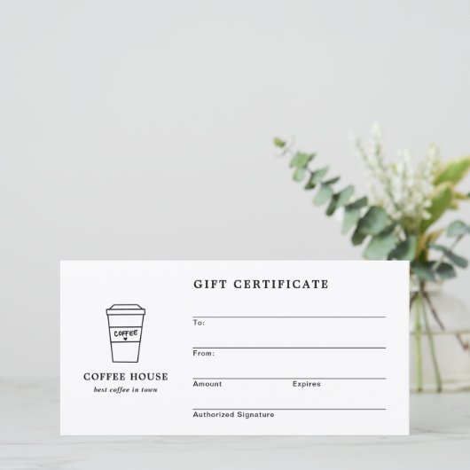 Cute Black and White Coffee Shop Gift Certificate (スタンド正面)