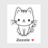Cute Black and White Kawaii Cat Custom Die Cut シール (シート)