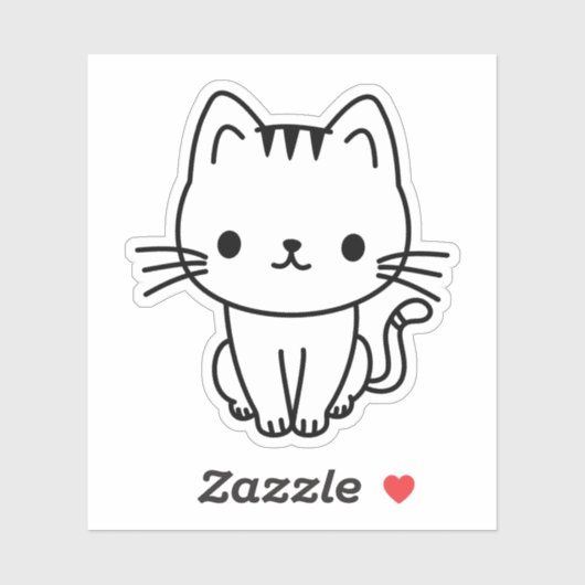Cute Black and White Kawaii Cat Custom Die Cut シール (シート)