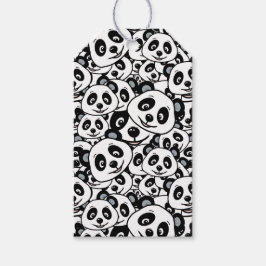 Cute Black and White Modern Panda Bear Pattern ギフトタグ