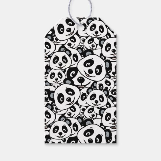 Cute Black and White Modern Panda Bear Pattern ギフトタグ (正面)