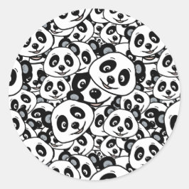 Cute Black and White Modern Panda Bear Pattern ラウンドシール