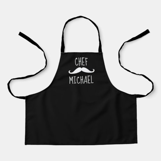 Cute Black and White Personalized Chef エプロン (正面)
