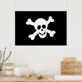 Cute Black and White Pirate Flag ポスター (キッチン)