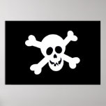 Cute Black and White Pirate Flag ポスター<br><div class="desc">A cute pirate flag poster - Jolly Roger - skull on crossbones. A cute skull and crossbones for a pirate birthday party. Create your own sign.</div>