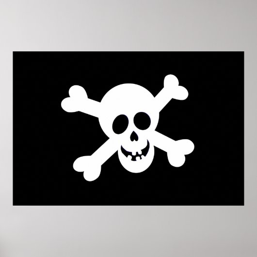 Cute Black and White Pirate Flag ポスター (正面)